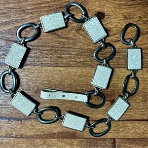 Women’s • Chain • Metal Belt • Square Beige • Vtg • Size Medium • Adjustable